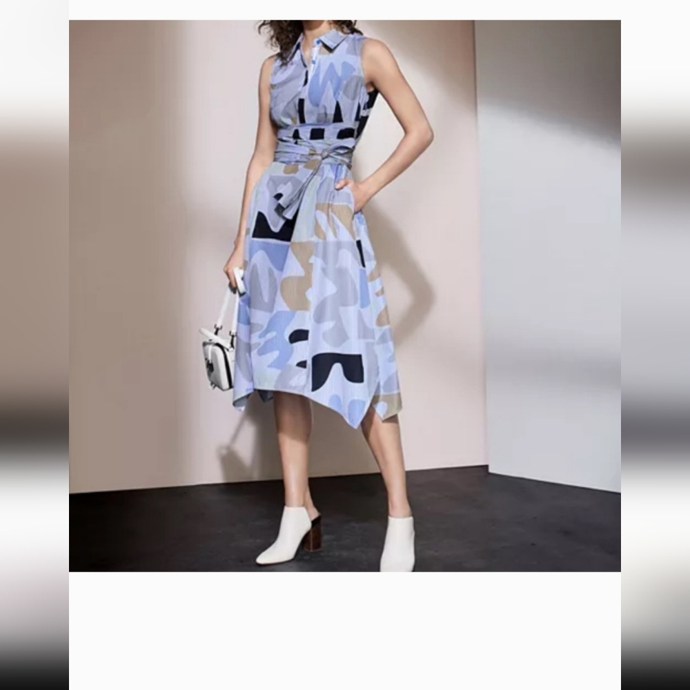Lafayette 148 Abstract Print Sleeveless Dress Size Xl